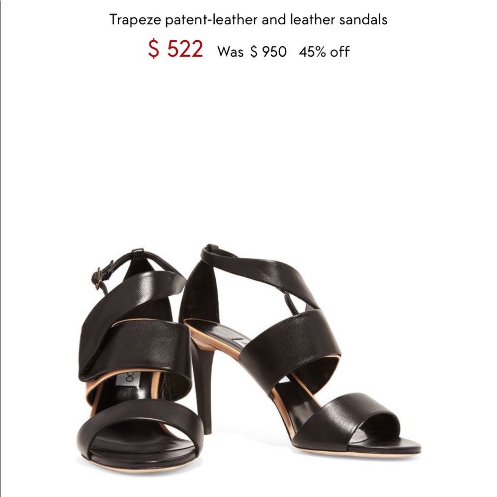 Jimmy Choo Black Trapeze Patent-Leather and Leather Sandals